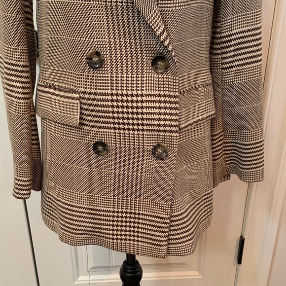 New H&M Women's Checkered Double-Breasted Blazer NWOT - Picture 2 of 8